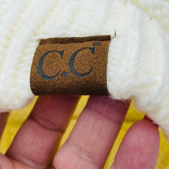 C.C. Winter Ivory Cream Hat Beanie Acryllic Knit Winter Attire - Picture 4 of 7
